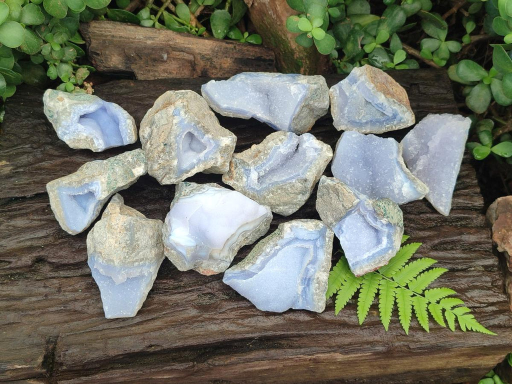 Natural Blue Lace Agate Geode and Cluster Specimens x 12 From Nsanje, Malawi - Toprock Gemstones and Minerals 