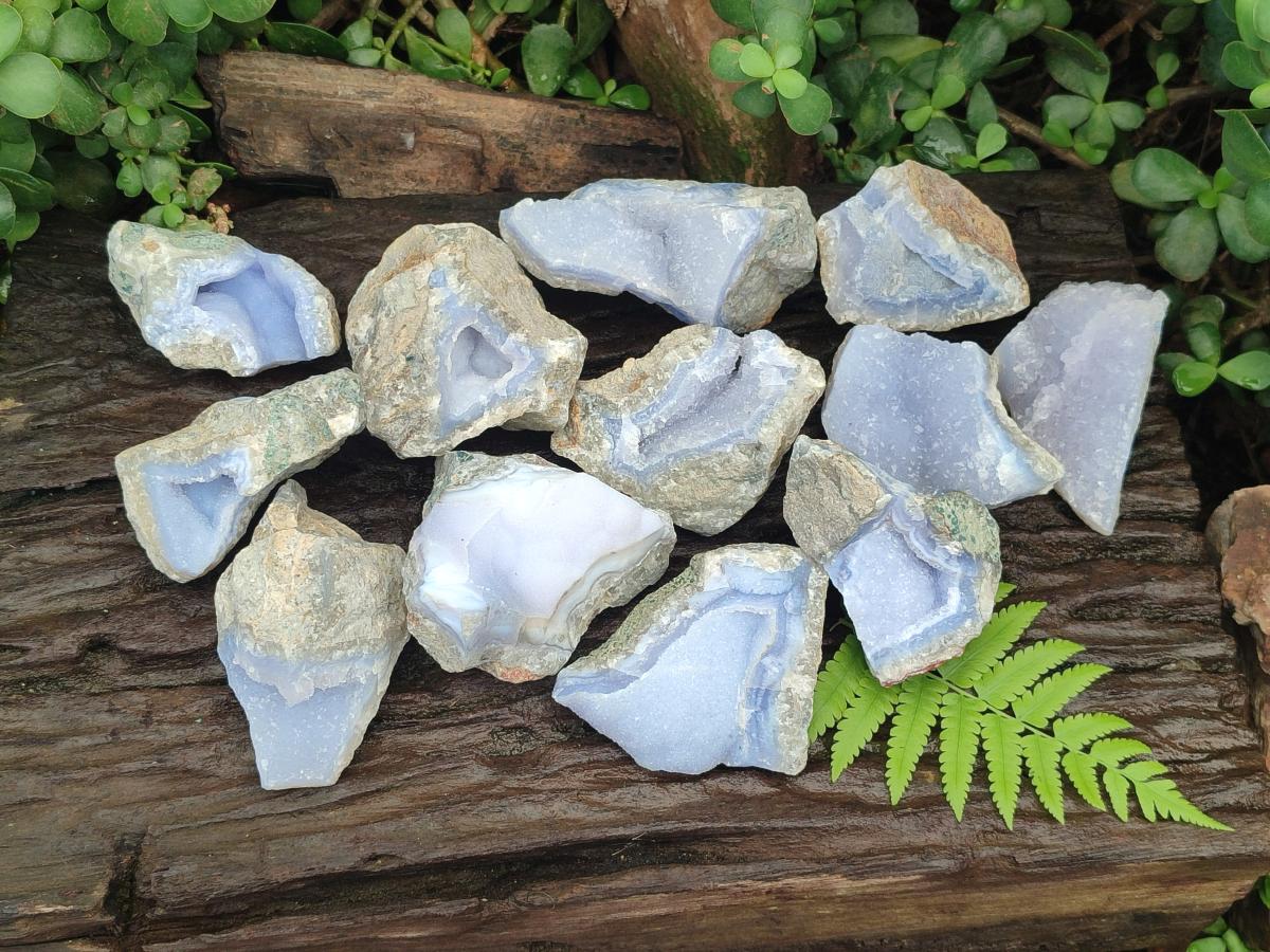 Natural Blue Lace Agate Geode and Cluster Specimens x 12 From Nsanje, Malawi - Toprock Gemstones and Minerals 