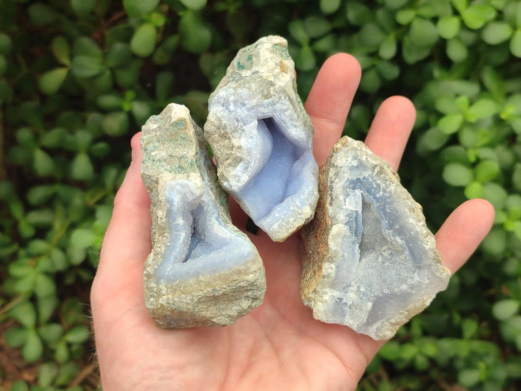 Natural Blue Lace Agate Geode and Cluster Specimens x 12 From Nsanje, Malawi - Toprock Gemstones and Minerals 