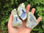 Natural Blue Lace Agate Geode and Cluster Specimens x 12 From Nsanje, Malawi - Toprock Gemstones and Minerals 