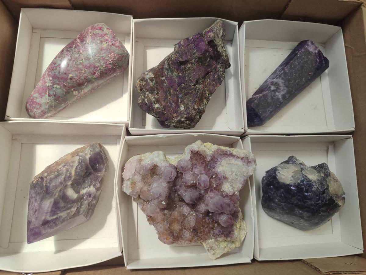 Polished And Natural Multi Mineral Pieces x 6 From Southern Africa - Toprock Gemstones and Minerals 