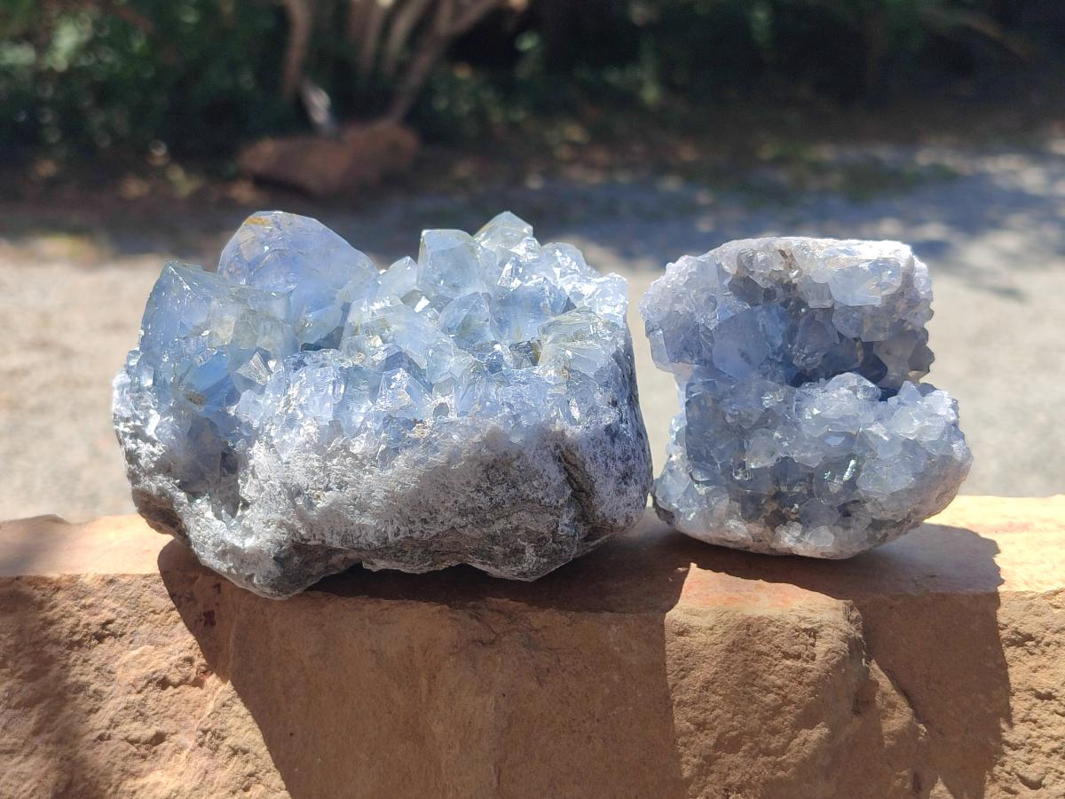 Natural Blue Celestite Cluster Specimens x 4 From Sakoany, Madagascar - Toprock Gemstones and Minerals 