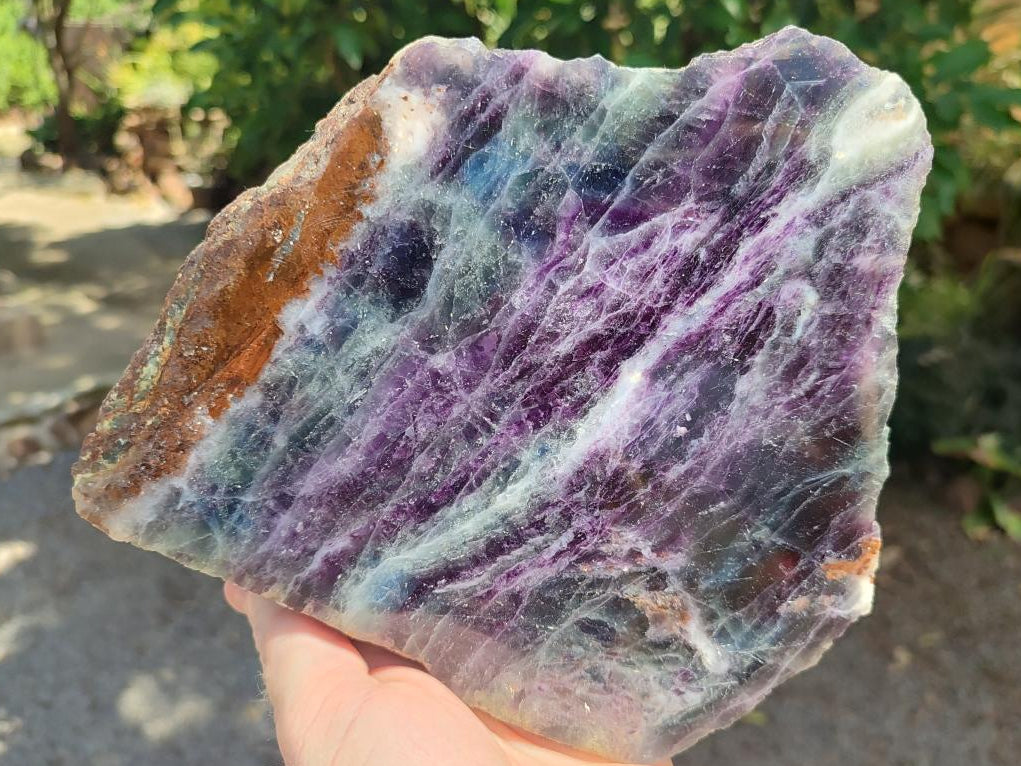 Polished Large Watermelon Fluorite Slice x 1 From Uis, Namibia - Toprock Gemstones and Minerals 