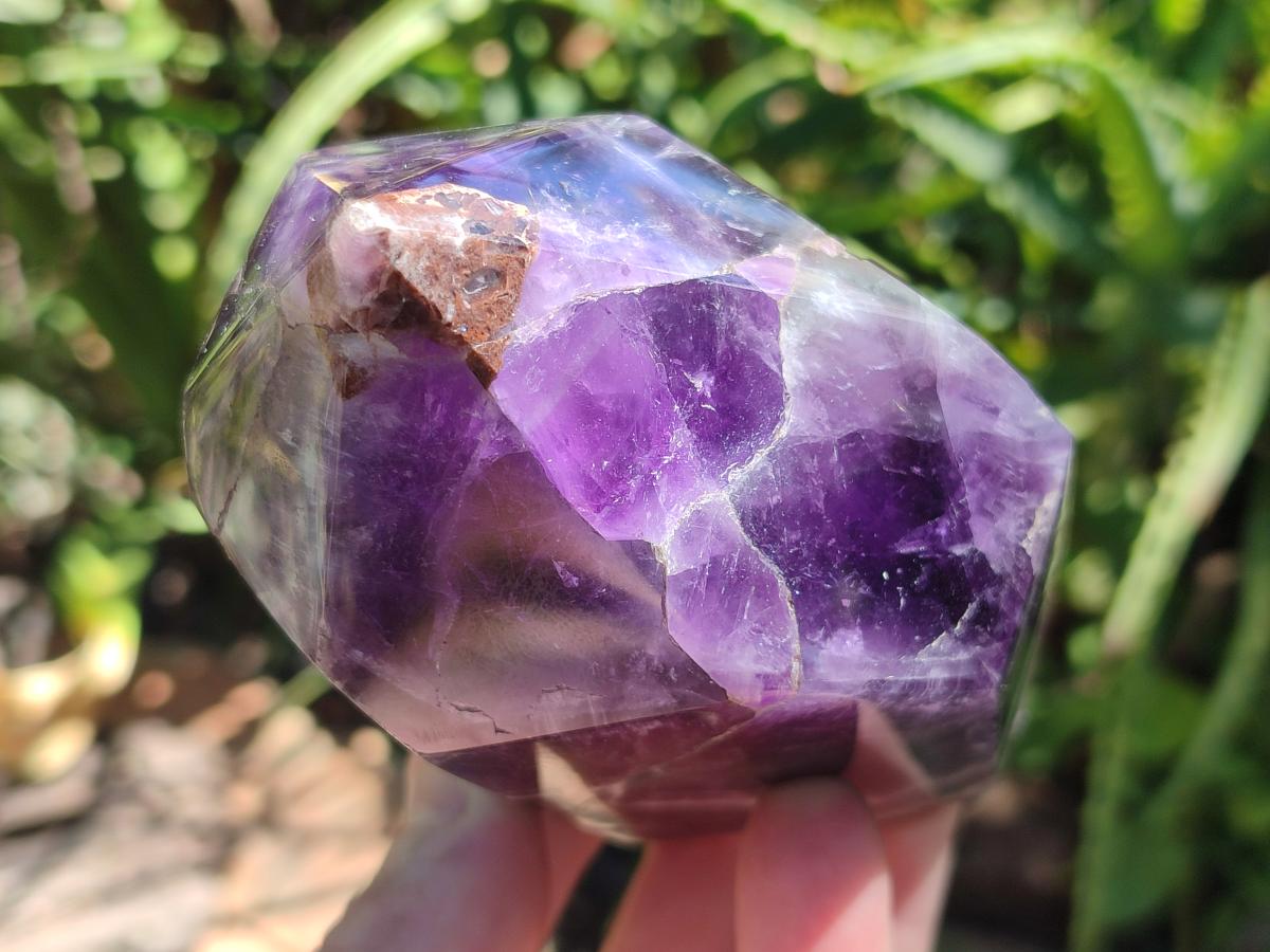 Polished Chevron Amethyst Crystals x 2 From Zambia - Toprock Gemstones and Minerals 