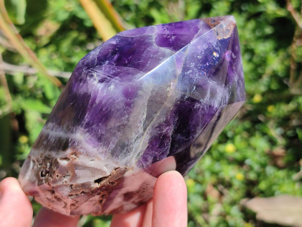 Polished Chevron Amethyst Crystals x 2 From Zambia - Toprock Gemstones and Minerals 
