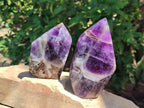 Polished Chevron Amethyst Crystals x 2 From Zambia - Toprock Gemstones and Minerals 