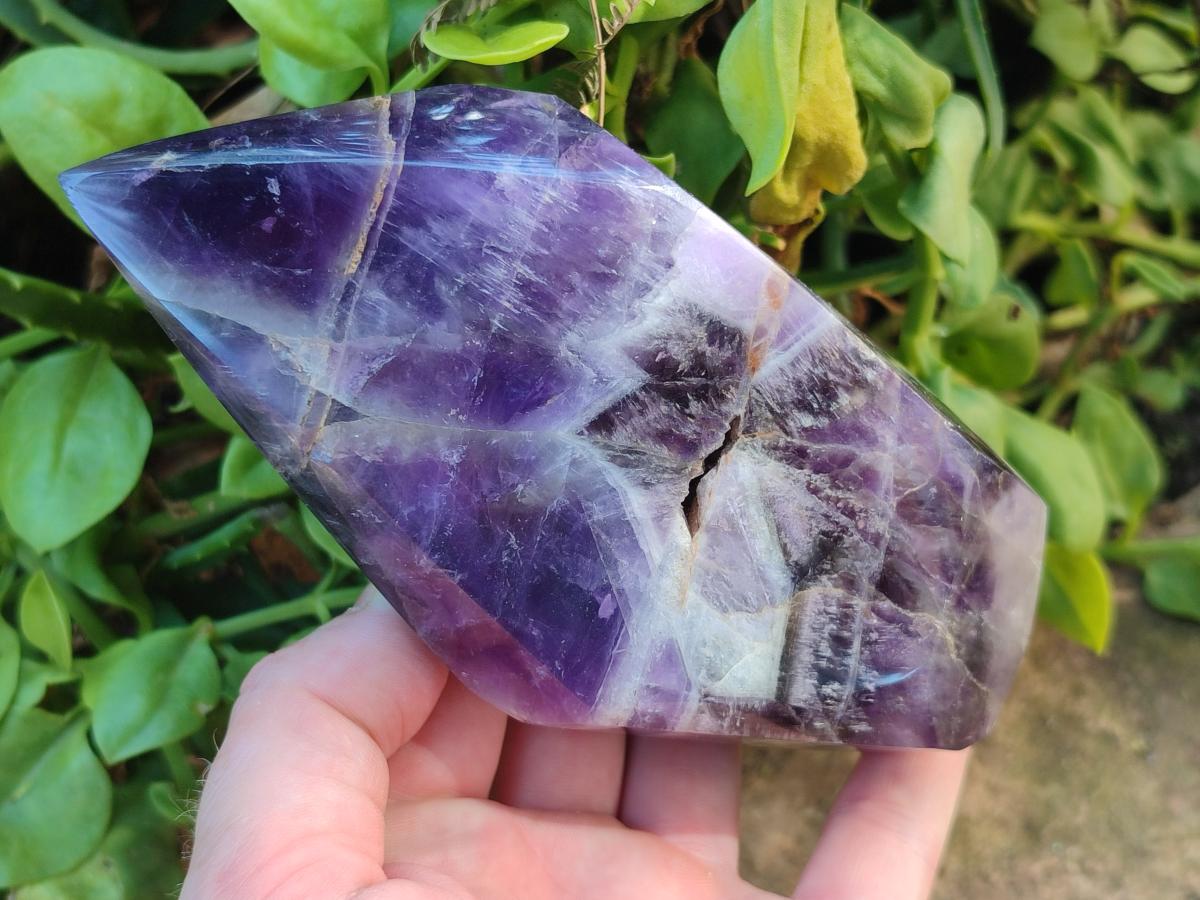 Polished Chevron Amethyst Crystals x 2 From Zambia - Toprock Gemstones and Minerals 
