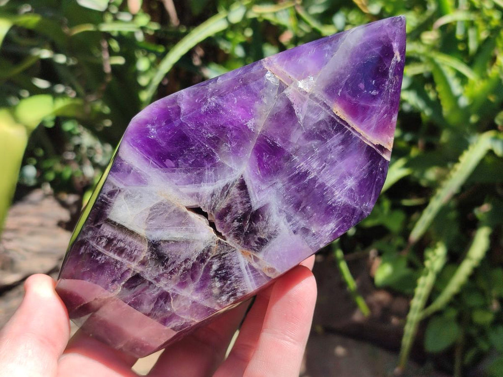 Polished Chevron Amethyst Crystals x 2 From Zambia - Toprock Gemstones and Minerals 