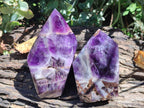 Polished Chevron Amethyst Crystals x 2 From Zambia - Toprock Gemstones and Minerals 