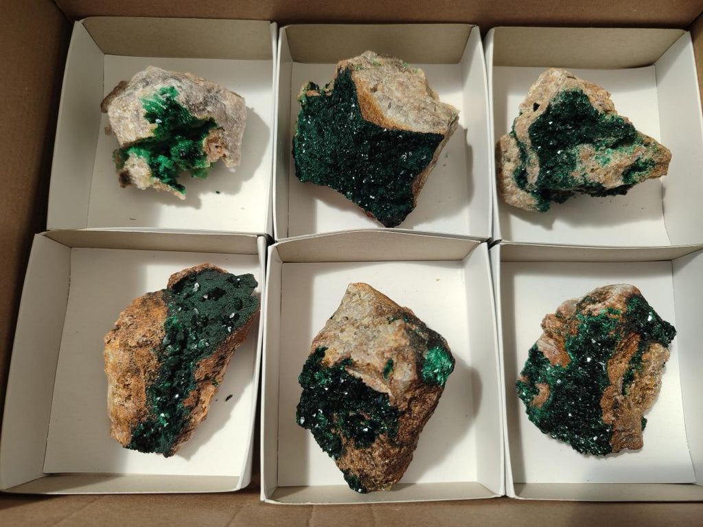Natural Crystalline Malachite Specimens x 6 From Tenke Fungurume, Congo - Toprock Gemstones and Minerals 