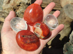 Polished Mix of Carnelian and Clear Quarts Palm Stones x 20 From Madagascar - Toprock Gemstones and Minerals 