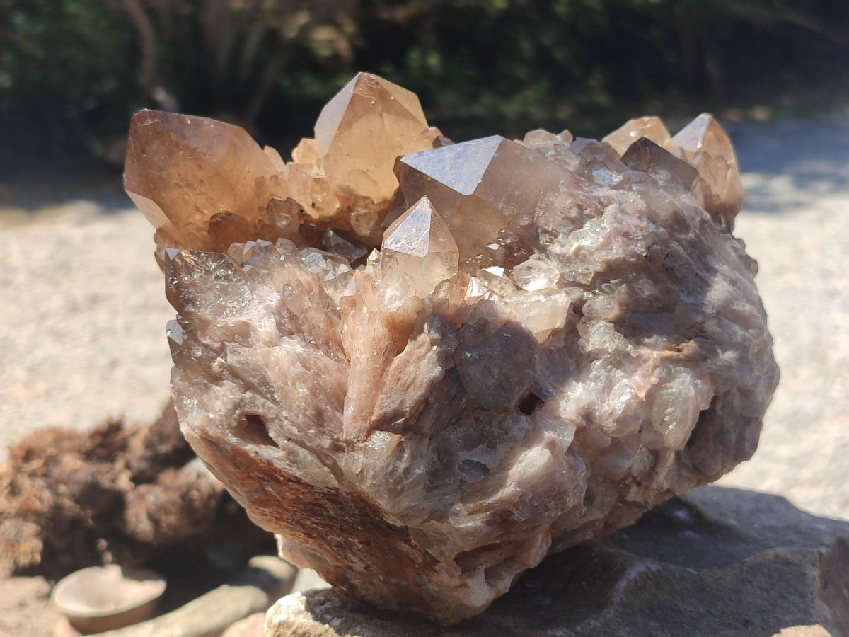 Natural Large Cascading Smokey Citrine Quartz Cluster with Phantoms x 1 From Luena, Congo - Toprock Gemstones and Minerals 