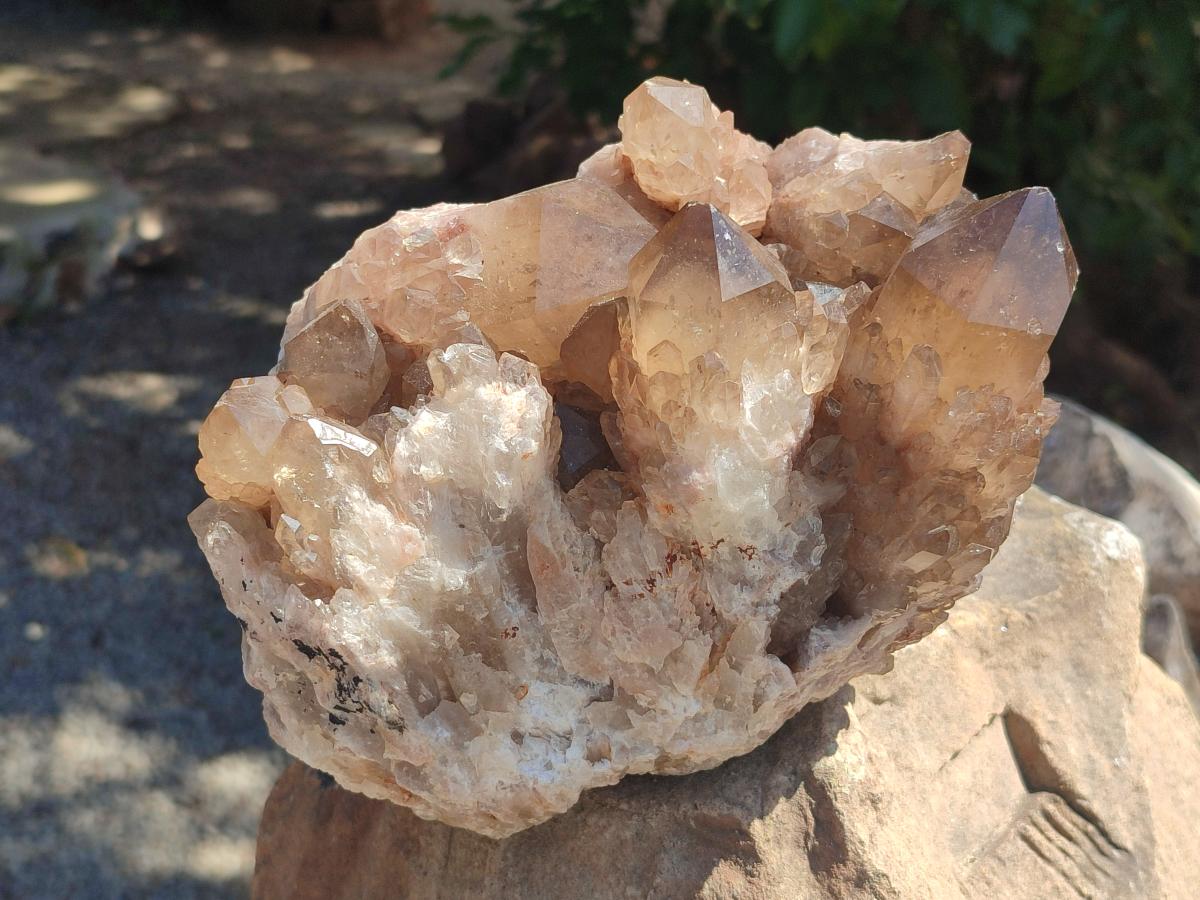 Natural Large Cascading Smokey Citrine Quartz Cluster with Phantoms x 1 From Luena, Congo - Toprock Gemstones and Minerals 