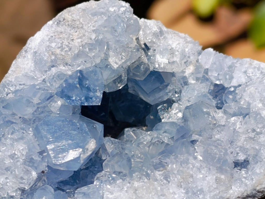 Natural Blue Celestite Geode and Cluster Specimens x 2 From Sakoany, Madagascar - Toprock Gemstones and Minerals 