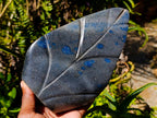 Polished Large Blue Spotted Spinel Leaf Carving x 1 From Madagascar - Toprock Gemstones and Minerals 