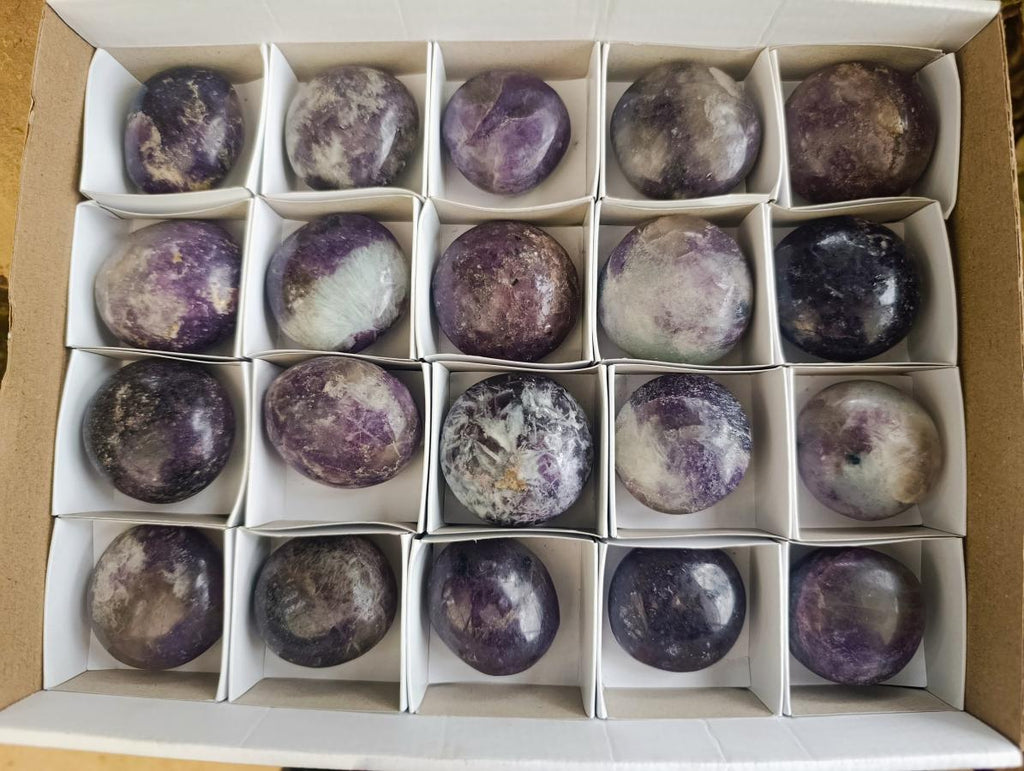 Polished Lepidolite Galets x 20 From Ambatondrazaka, Madagascar - Toprock Gemstones and Minerals 