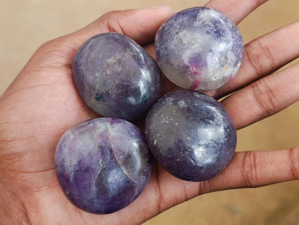 Polished Lepidolite Galets x 20 From Ambatondrazaka, Madagascar - Toprock Gemstones and Minerals 