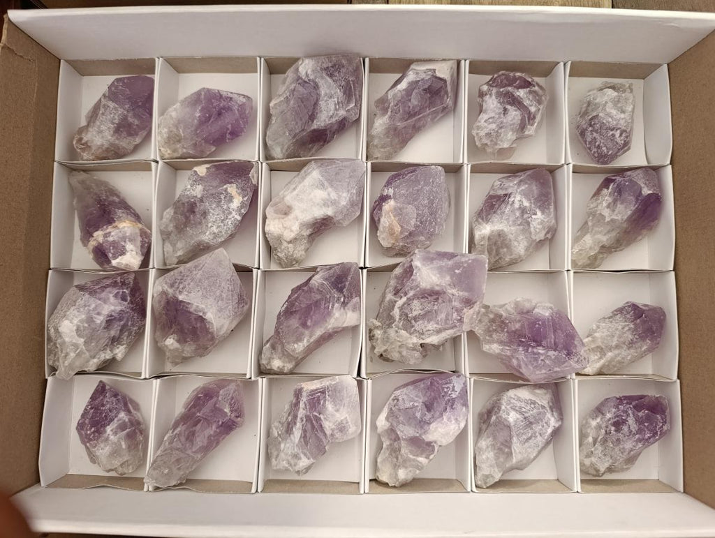 Natural Jacaranda Amethyst Single Crystals x 24 From Mumbwa, Zambia
