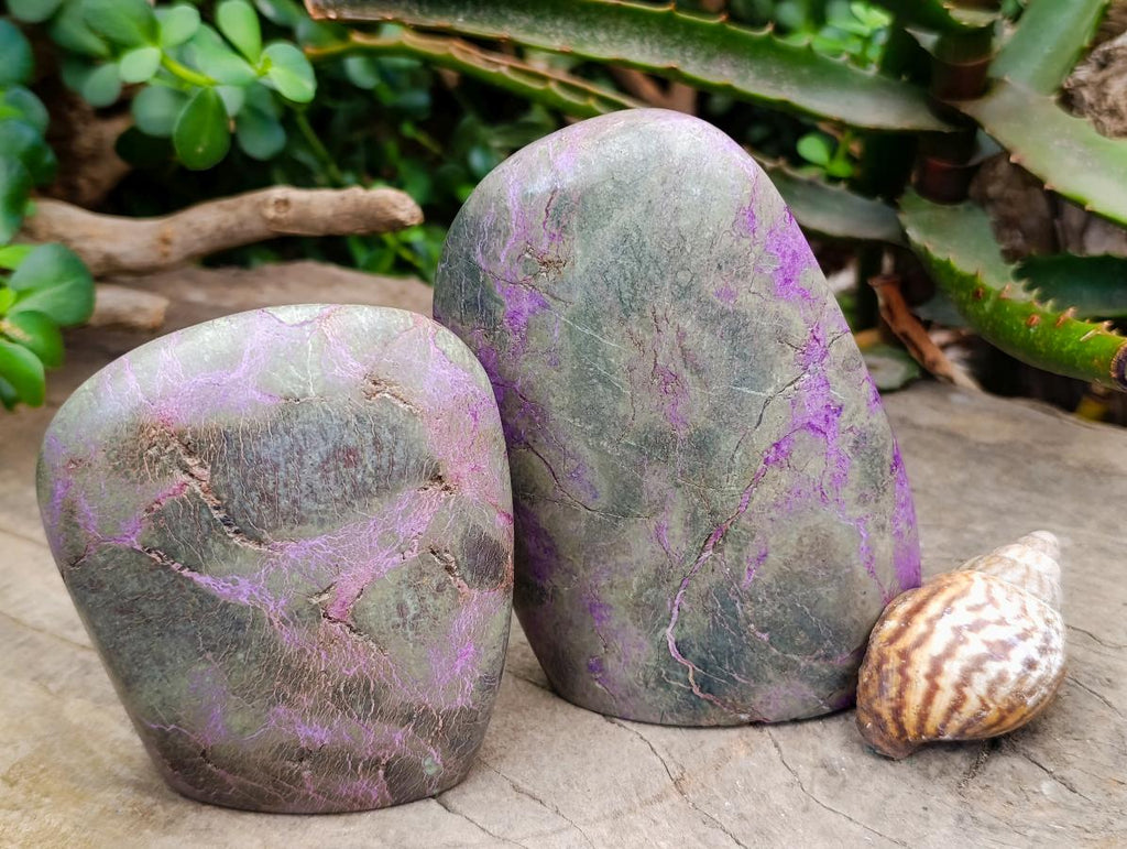 Polished Stichtite Standing Free Forms x 3 From Barberton, South Africa - Toprock Gemstones and Minerals 