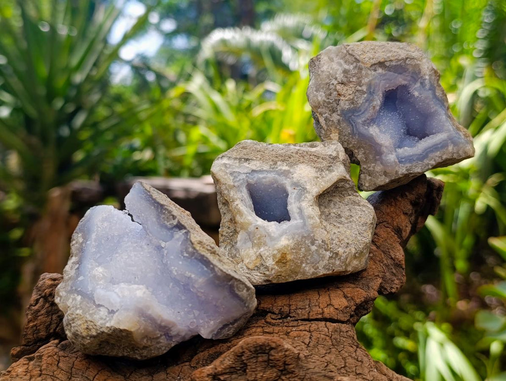 Natural Blue Lace Agate Geode And Cluster Specimens x 12 From Nsanje, Malawi - Toprock Gemstones and Minerals 