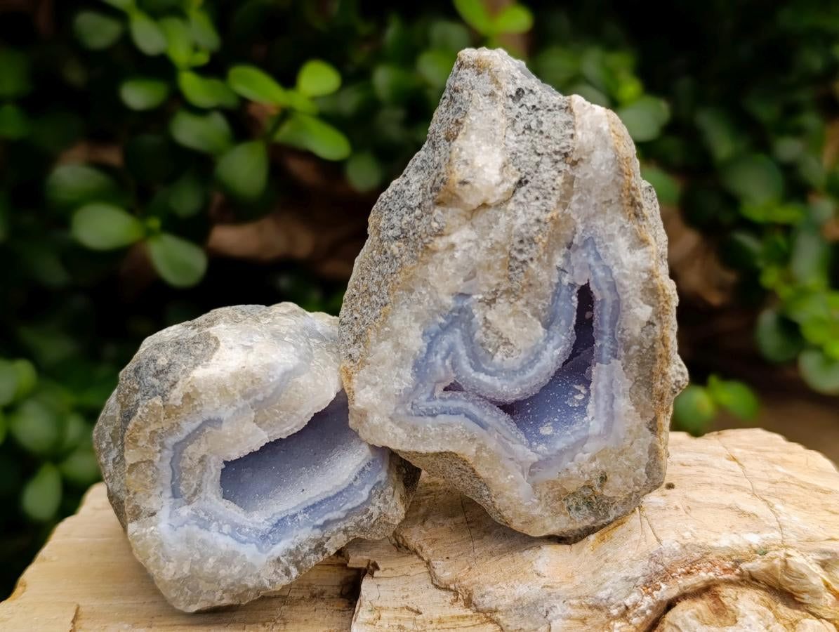 Natural Blue Lace Agate Geode And Cluster Specimens x 12 From Nsanje, Malawi - Toprock Gemstones and Minerals 