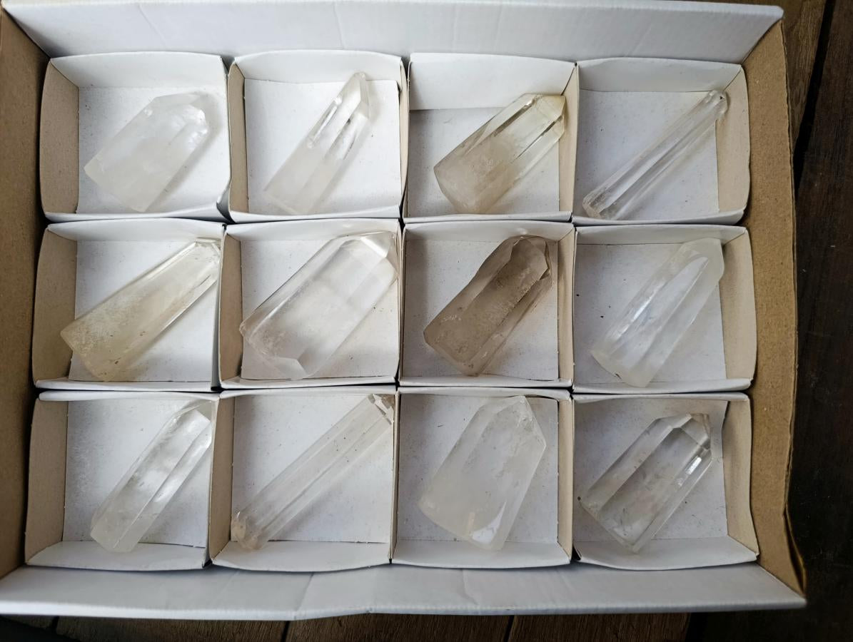 Polished Clear Quartz Crystals x 12 From Madagascar - Toprock Gemstones and Minerals 