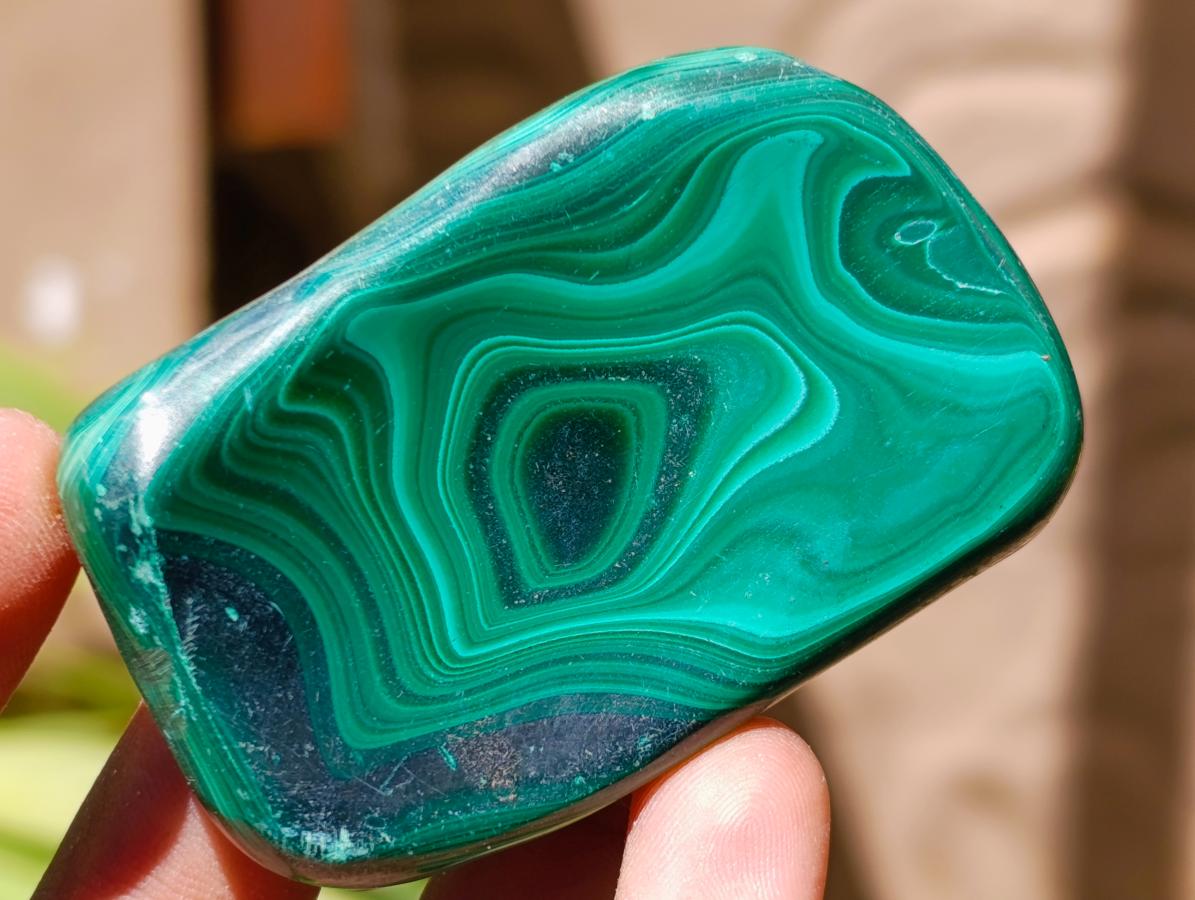 Polished Flower Banded Malachite Free Forms x 5 From Congo - Toprock Gemstones and Minerals 