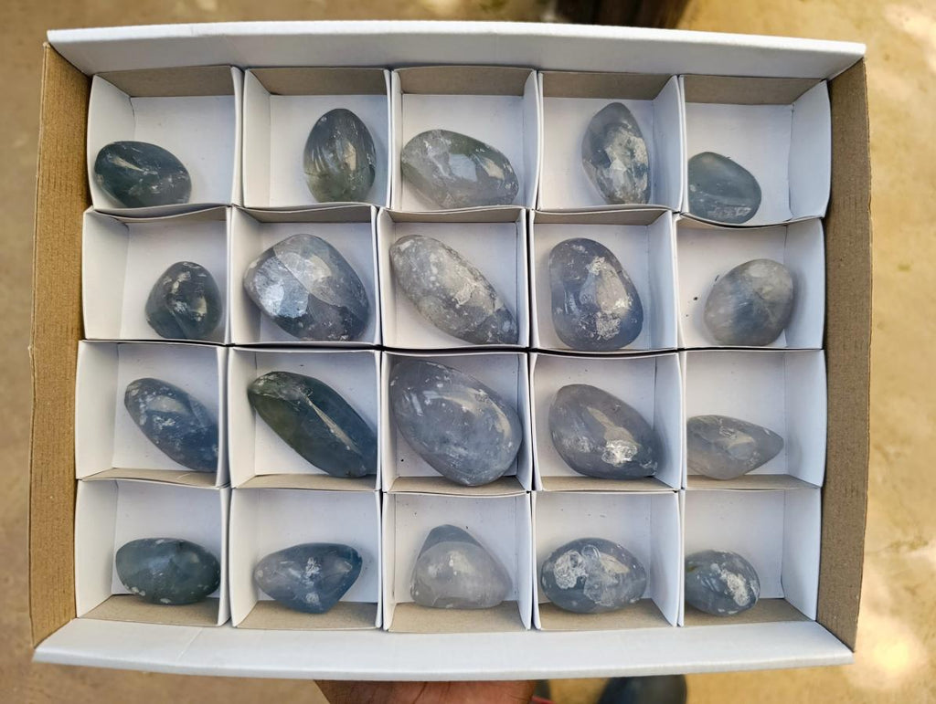 Polished Blue Celestite Free Form Crystals x 20 From Sakoany, Madagascar - Toprock Gemstones and Minerals 