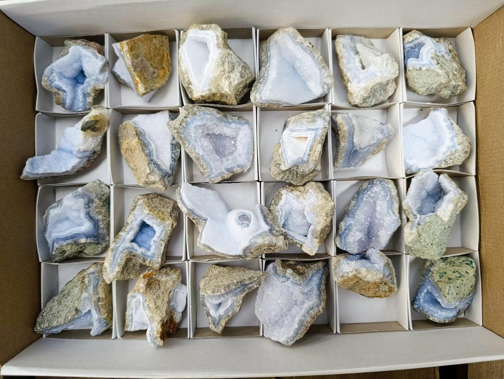 Natural Blue Lace Agate Geodes and Cluster Specimens x 24 From Nsanje, Malawi - Toprock Gemstones and Minerals 