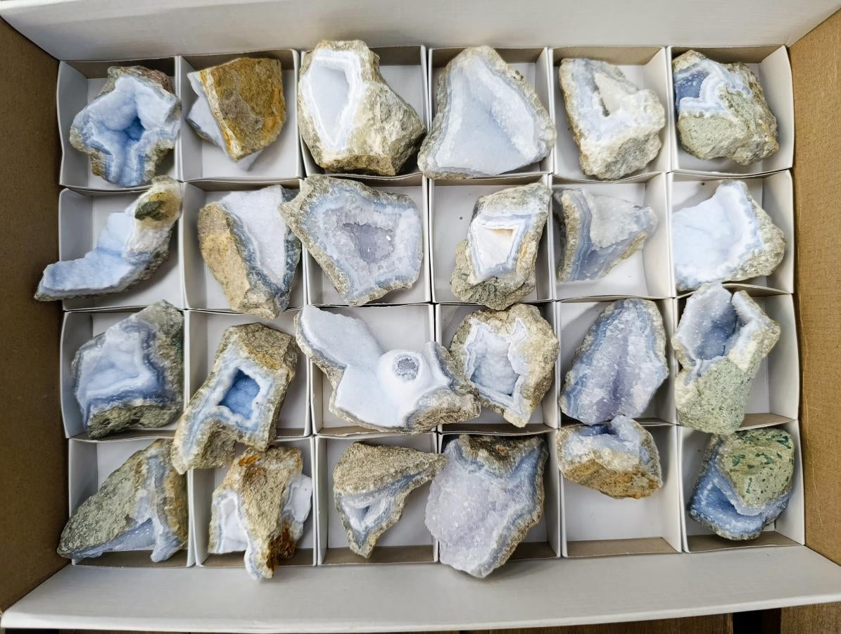 Natural Blue Lace Agate Geodes and Cluster Specimens x 24 From Nsanje, Malawi - Toprock Gemstones and Minerals 