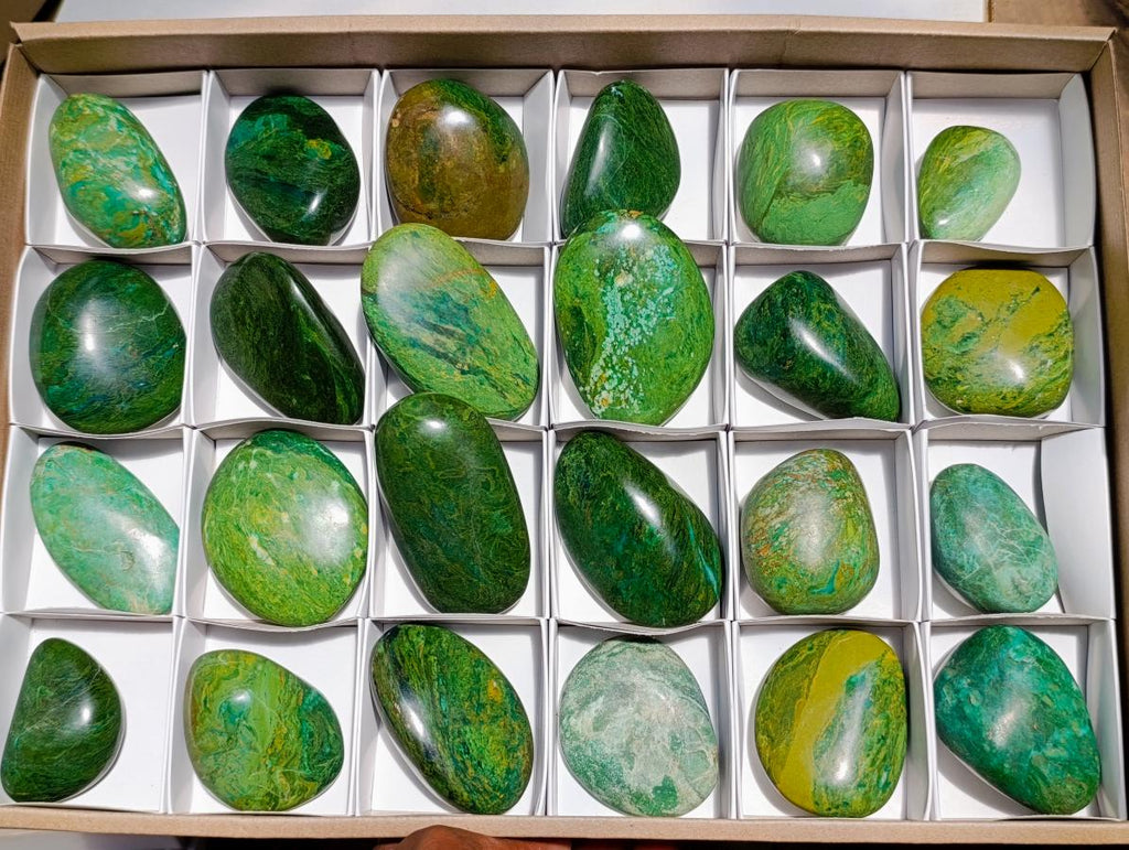 Polished Verdite Palm Stones x 24 From Zimbabwe - Toprock Gemstones and Minerals 