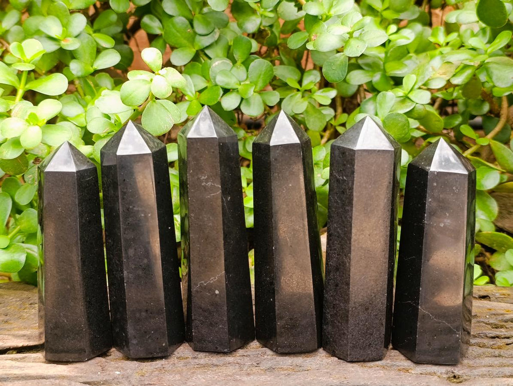 Polished Black Basalt Crystals x 6 From Madagascar - Toprock Gemstones and Minerals 