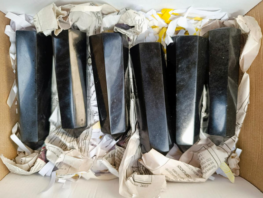 Polished Black Basalt Crystals x 6 From Madagascar - Toprock Gemstones and Minerals 