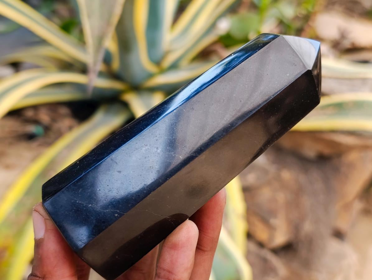 Polished Black Basalt Crystals x 6 From Madagascar - Toprock Gemstones and Minerals 