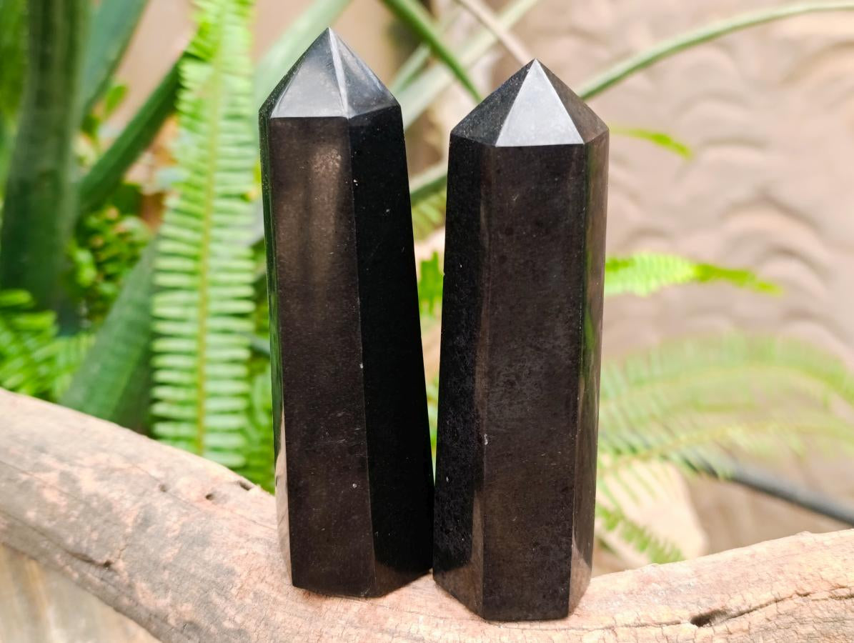 Polished Black Basalt Crystals x 6 From Madagascar - Toprock Gemstones and Minerals 