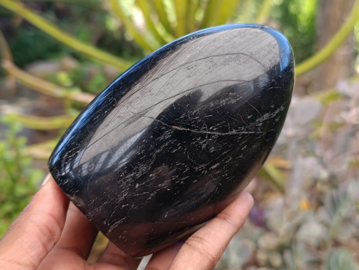 Polished Black Tourmaline Standing Free Forms x 2 From Madagascar - Toprock Gemstones and Minerals 