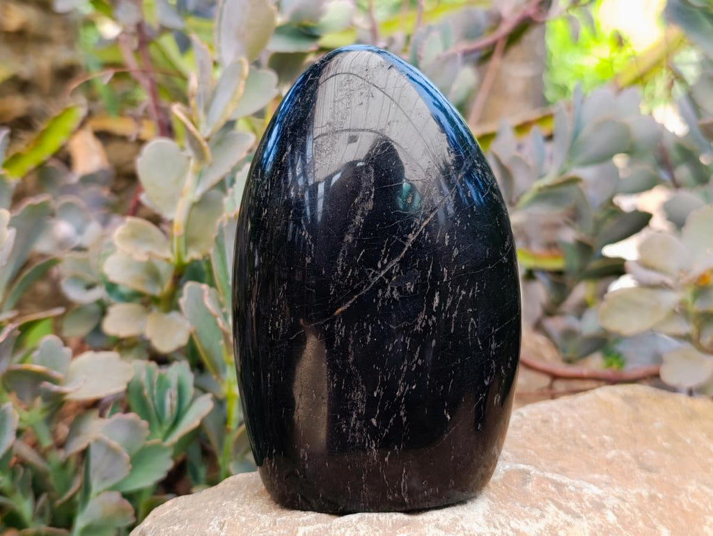 Polished Black Tourmaline Standing Free Forms x 2 From Madagascar - Toprock Gemstones and Minerals 
