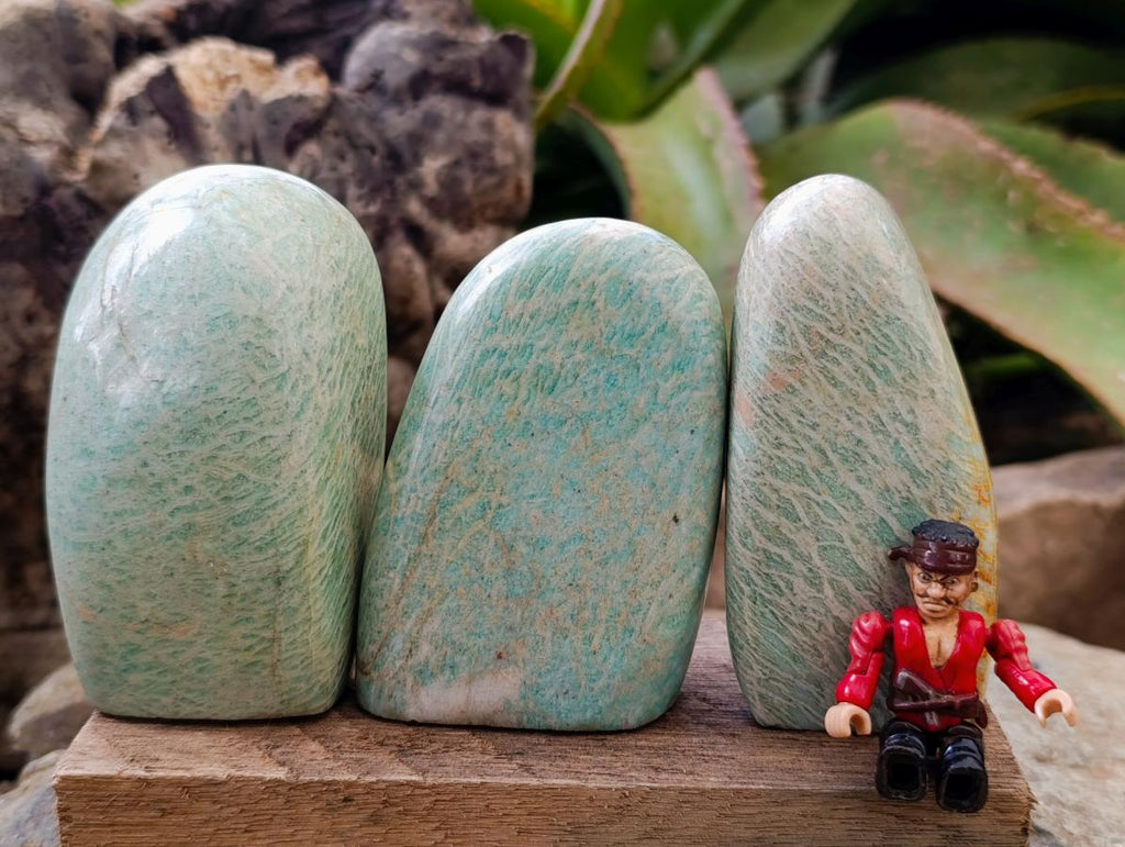 Polished Amazonite Standing Free Forms x 12 From Zimbabwe