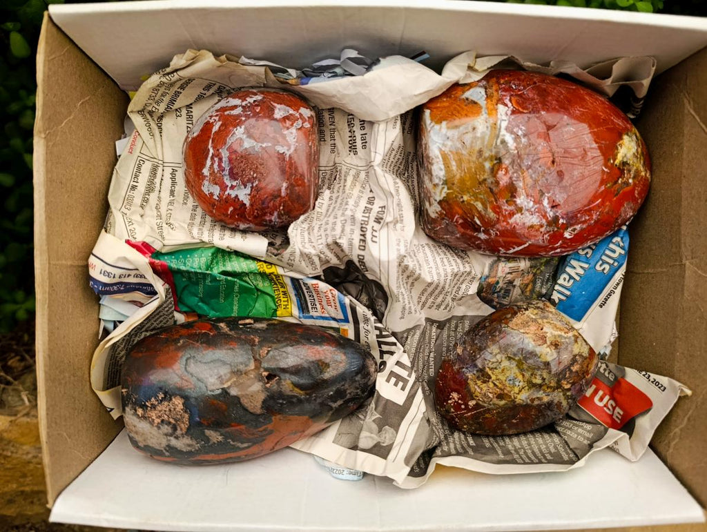 Polished Mixed Red Jasper Standing Free Forms x 4 From Madagascar