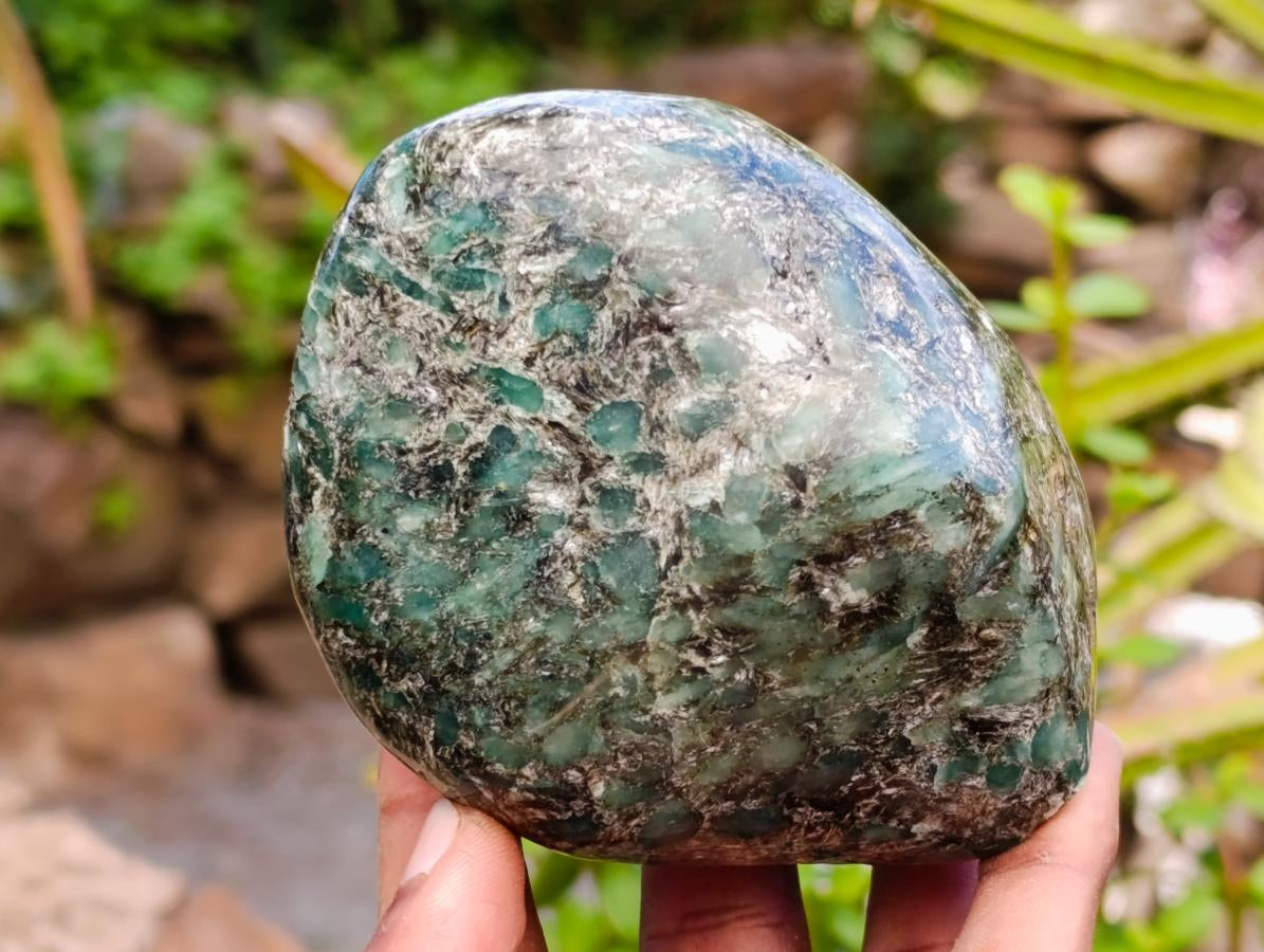 Polished Emerald Mica 'Mutokolite' Standing Free Forms x 4 From Mutoko, Zimbabwe
