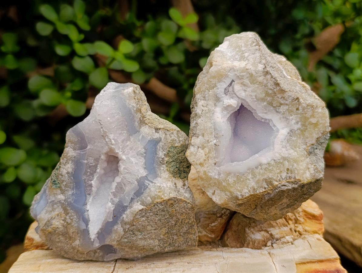 Natural Blue Lace Agate Geodes And Clusters Specimens x 6 From Nsanje, Malawi