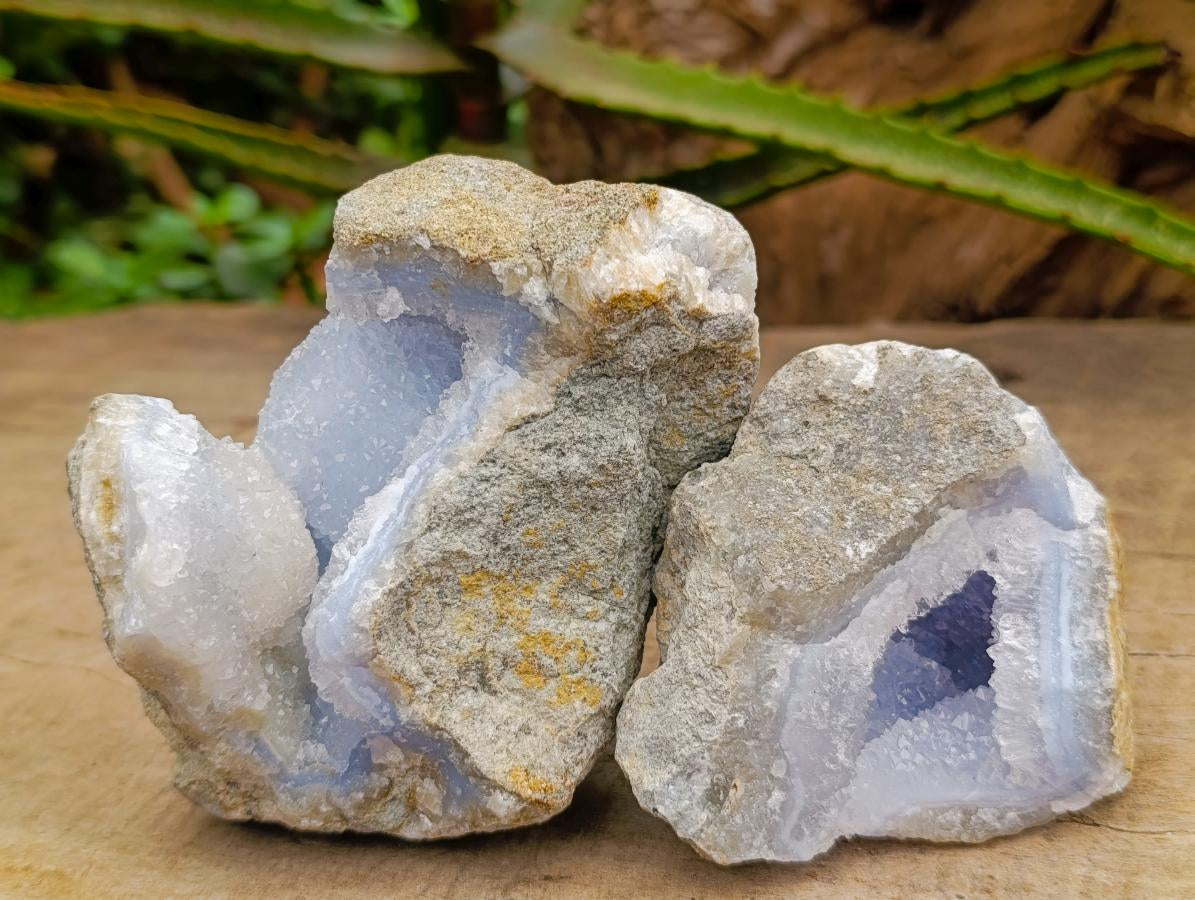 Natural Blue Lace Agate Geodes And Clusters Specimens x 6 From Nsanje, Malawi