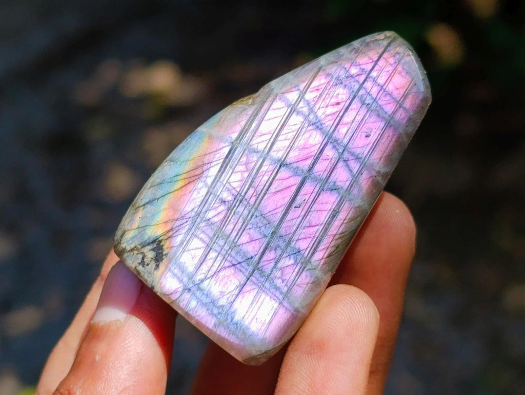 Polished Rare Purple Sunset Flash Labradorite Standing Free Forms x 12 From Madagascar