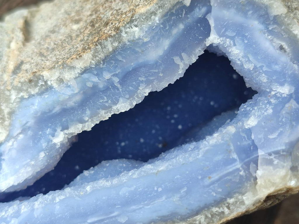Natural Blue Lace Agate Geode Specimens x 2 From Nsanje, Malawi - Toprock Gemstones and Minerals 
