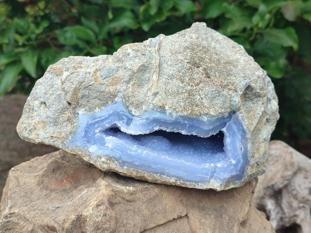 Natural Blue Lace Agate Geode Specimens x 2 From Nsanje, Malawi - Toprock Gemstones and Minerals 