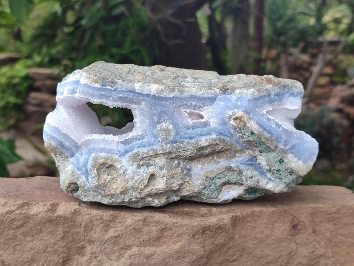 Natural Blue Lace Agate Geode Specimens x 2 From Nsanje, Malawi - Toprock Gemstones and Minerals 