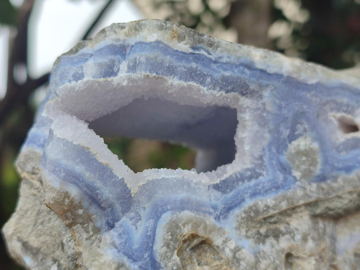 Natural Blue Lace Agate Geode Specimens x 2 From Nsanje, Malawi - Toprock Gemstones and Minerals 