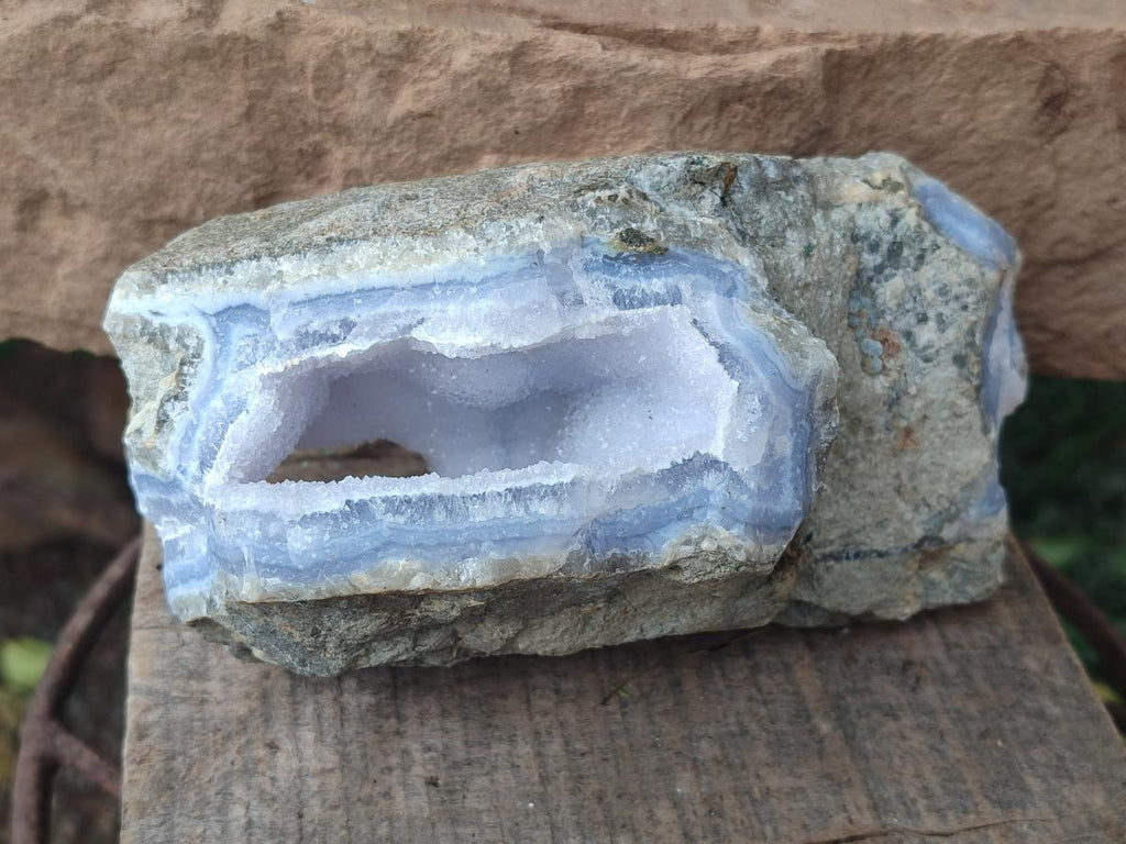 Natural Blue Lace Agate Geode Specimens x 2 From Nsanje, Malawi - Toprock Gemstones and Minerals 
