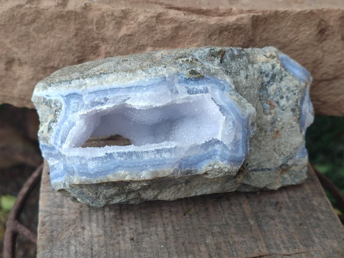 Natural Blue Lace Agate Geode Specimens x 2 From Nsanje, Malawi - Toprock Gemstones and Minerals 