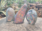 Polished Rare Purple Sunset Flash Labradorite Standing Free Forms x 3 From Madagascar - Toprock Gemstones and Minerals 